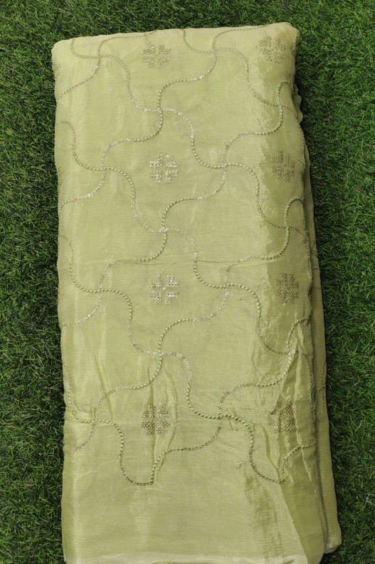 Light Green Pure Chiffon Chinon Work