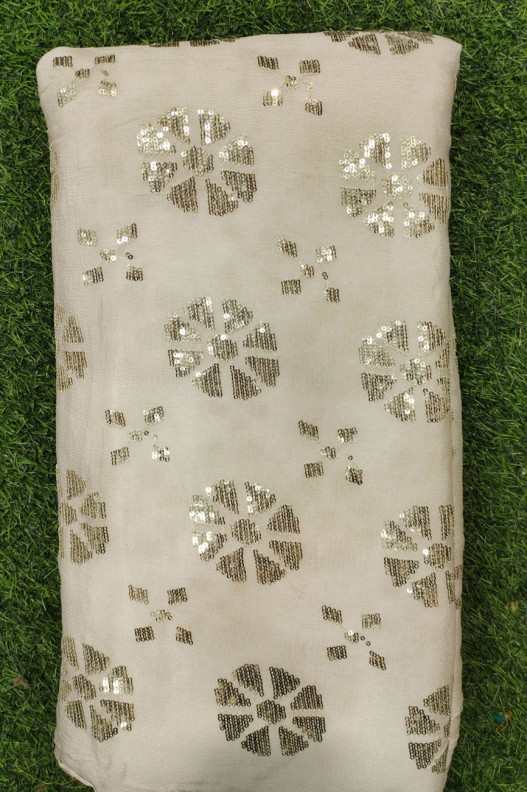 Off White Pure Chiffon Chinnon Fabric