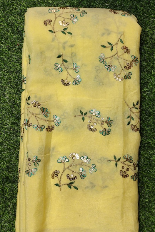 Eyecatching yellow Pure Chiffon Chinnon Fabric