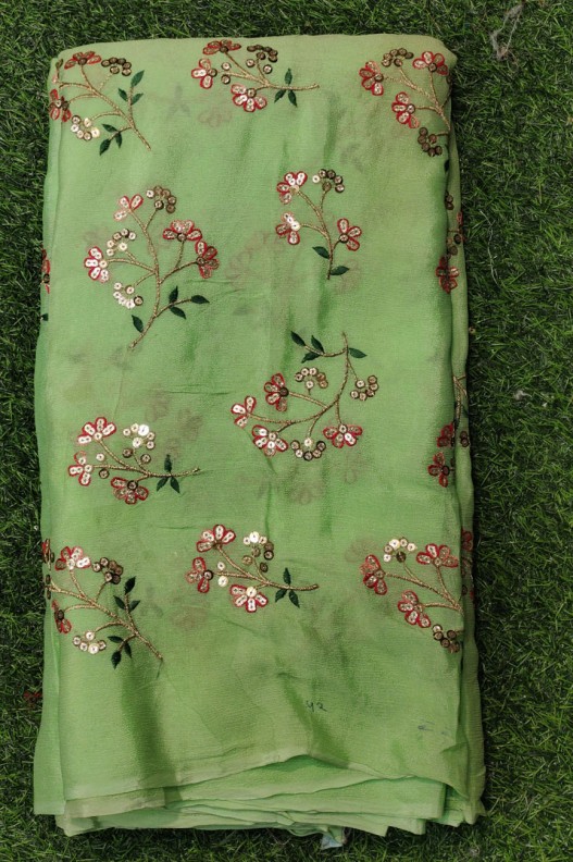 Lightning Light Green Pure Chiffon Chinnon