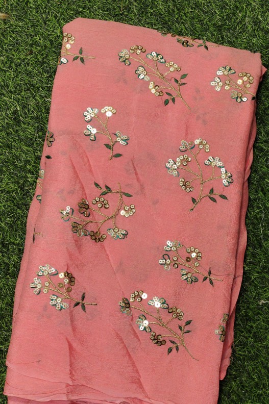 Purish Pink Pure Chiffon Chinnon Fabric