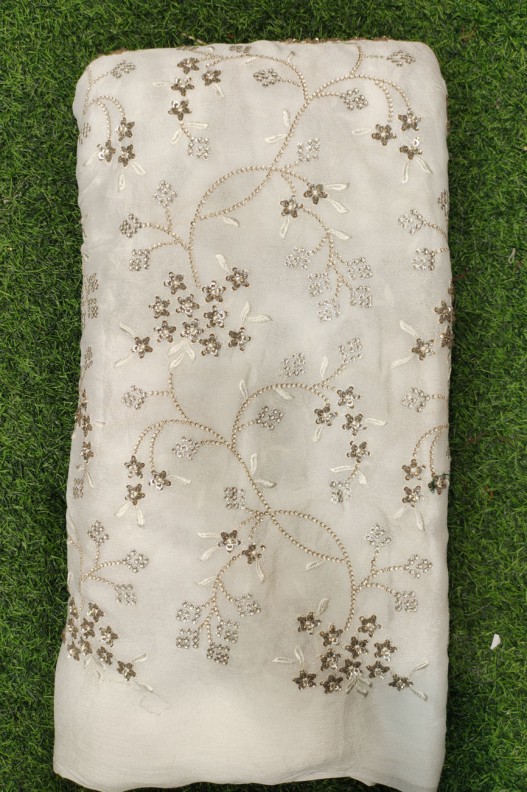 Pure White Chiffon Chinnon Fabric