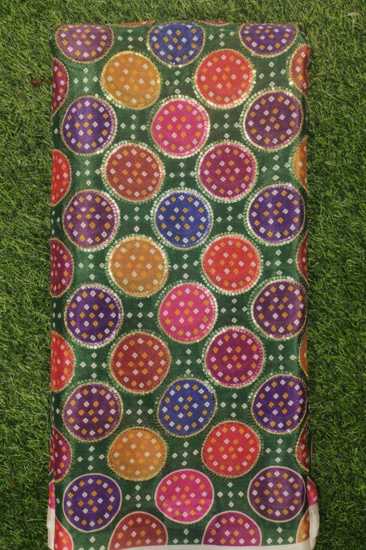 Pure Chiffon Chinnon Green Printed Fabric