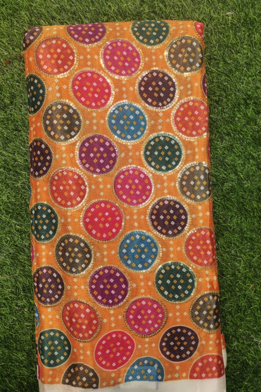 Pure Chiffon Chinnon Printed Work Fabric