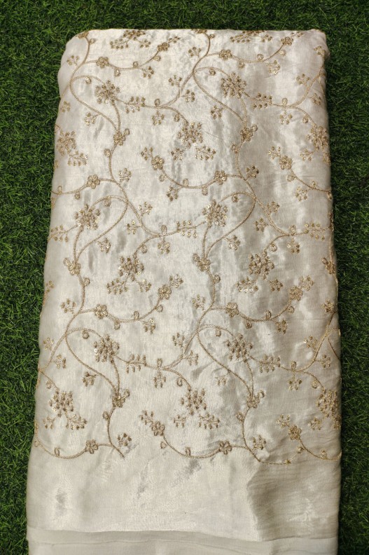 Off White Gaji Silk With Color Gaji Work
