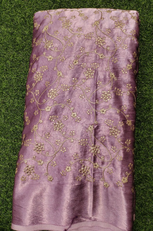 Shiny Purple With Color Gaji Work Gaji Silk Fabric