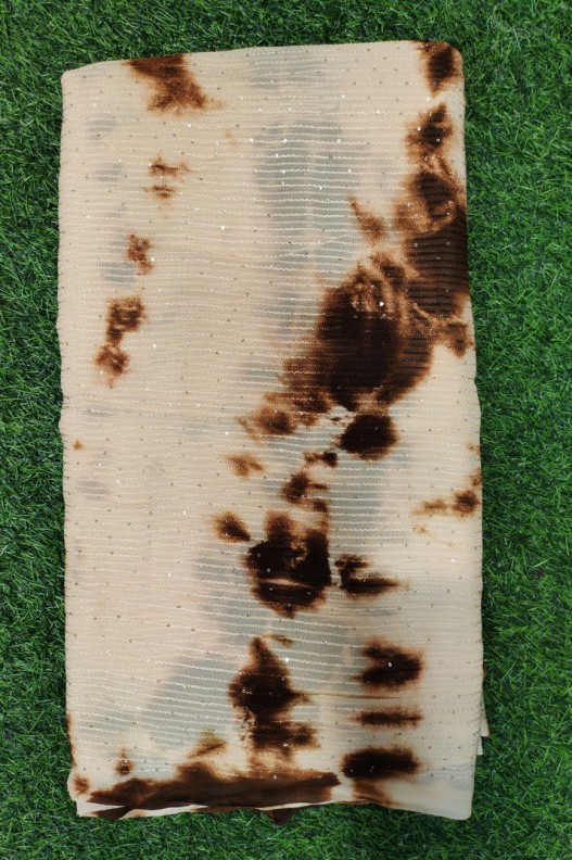 Light Brown Georgette Fabric With Geo Crochet Tie Die Print