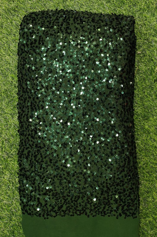 Dark green Georgette Fabric With Georgette Sequence Work