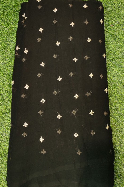Elegant Black Georgette With Georgette Butti Work