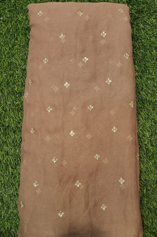 Dazzling Light Brown Georgette With Georgette Butti Work
