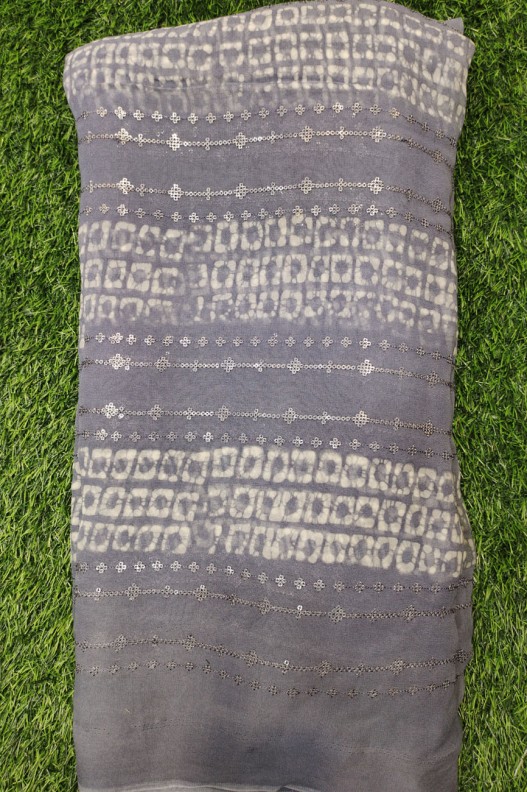 Light Grey Georgette With Georgette Baatik Print