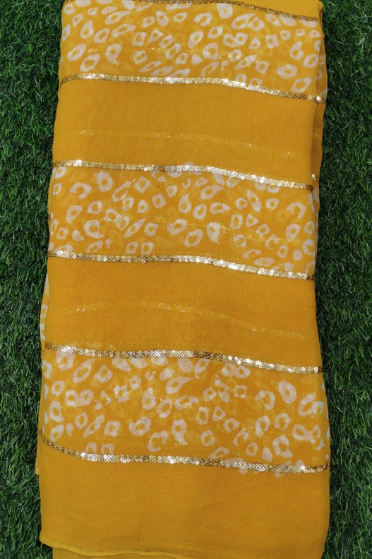 Astonoshing Amber Geogette Fabric With Georgette Baatik Print