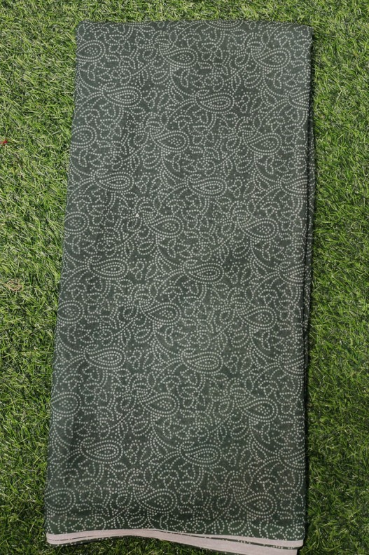 Eye Catching Green Georgette Fabric With Poly Geo Print