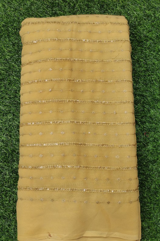 Orange Georgette Fabric With Semi Geo Work