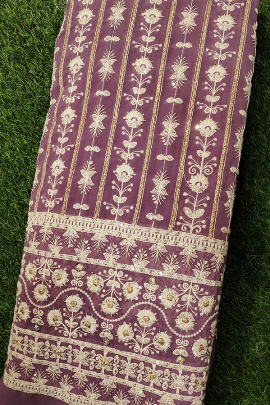 Mauve Lakhnavi With Fox Panel Lakhnavi Work