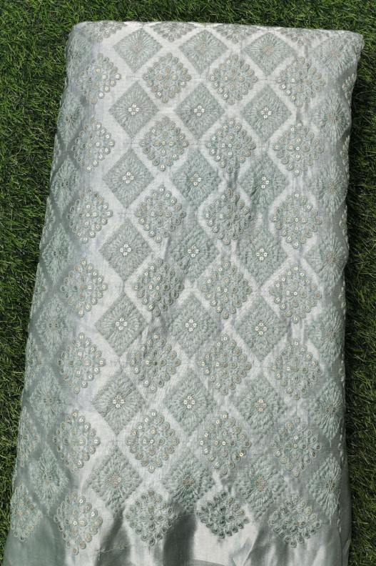 Silver Lakhnavi With Silk Lakhnavi Work