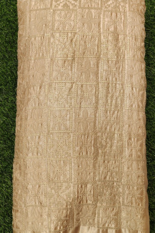 Shiny Orange Lakhnavi With Silk Lakhanvi Work