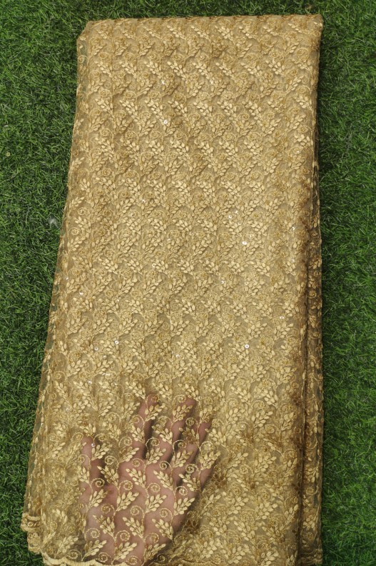 Golden Net Fabric With Net Wok