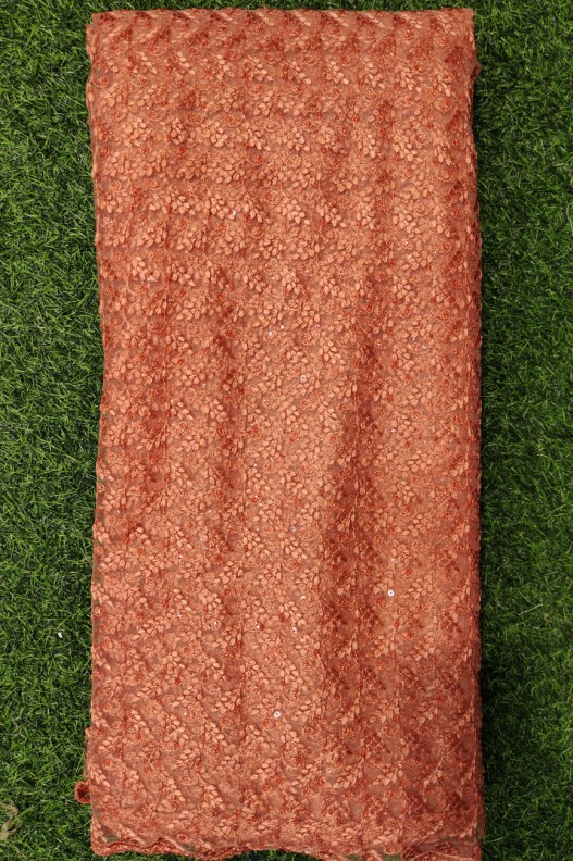 Orange Net Fabric With Net Wok