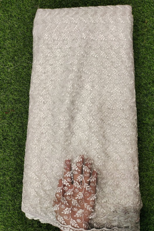 White Net Fabric With Net Wok