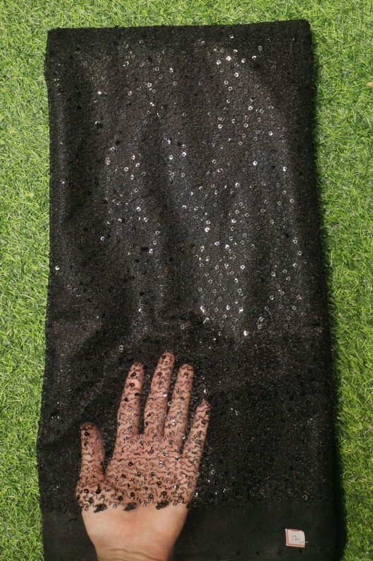 Black Net Fabric With Net Wok