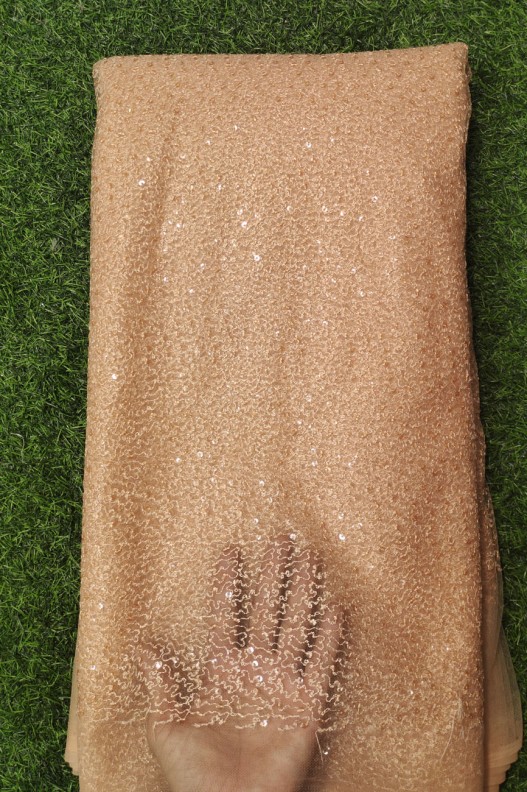 Cream Net Fabric With Net Wok