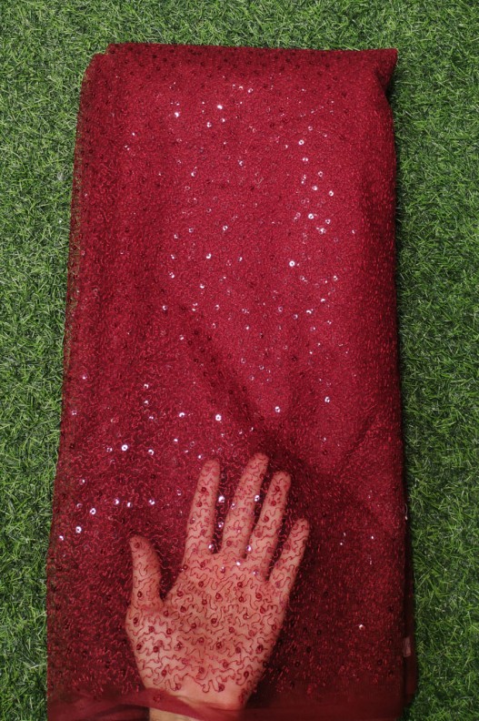 Red Net Fabric With Net Wok