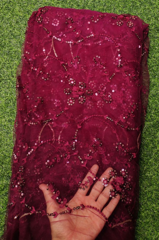 Magenta Net Fabric With Net Wok