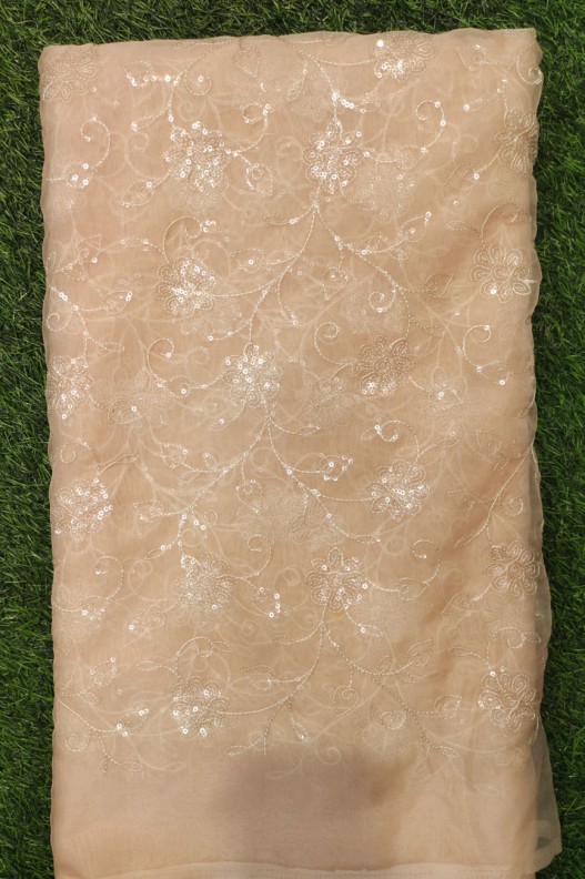 Popular Pink Organza Fabric With Organza Work