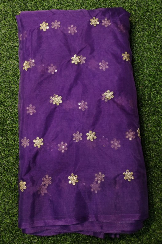 Decent Violet Organza Fabric With Organza Butti Work