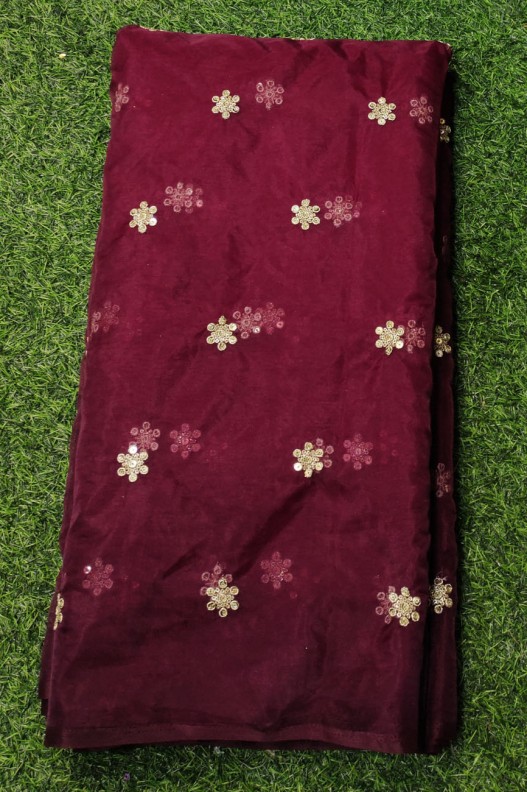 EyeCatching Purple Organza Fabric With Organza Butti Work