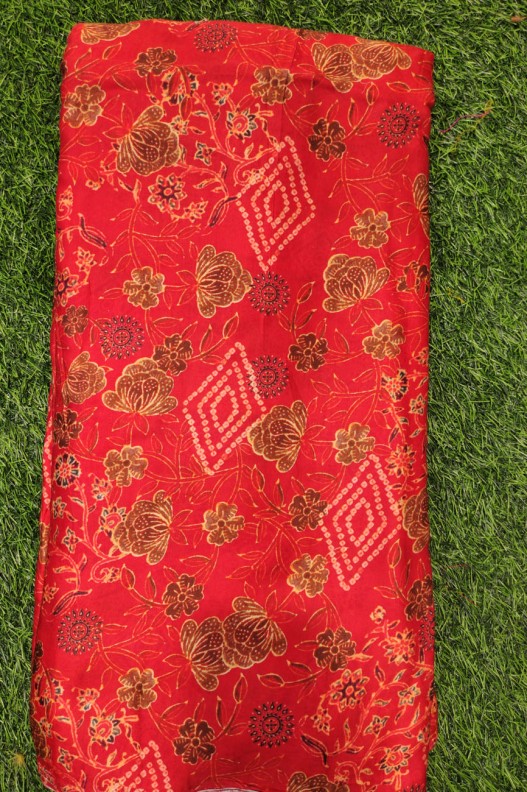 Wonderful Modal Print Red Satin Fabric