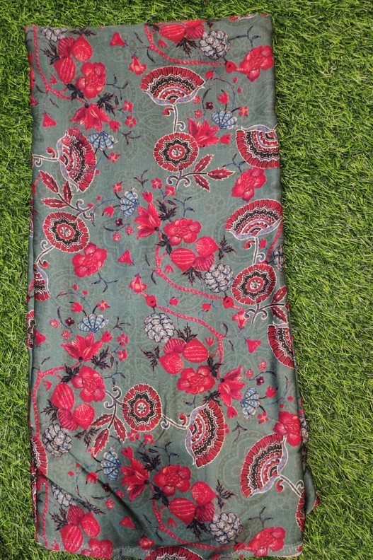 Graftifying Grey Modal Print Satin Fabric