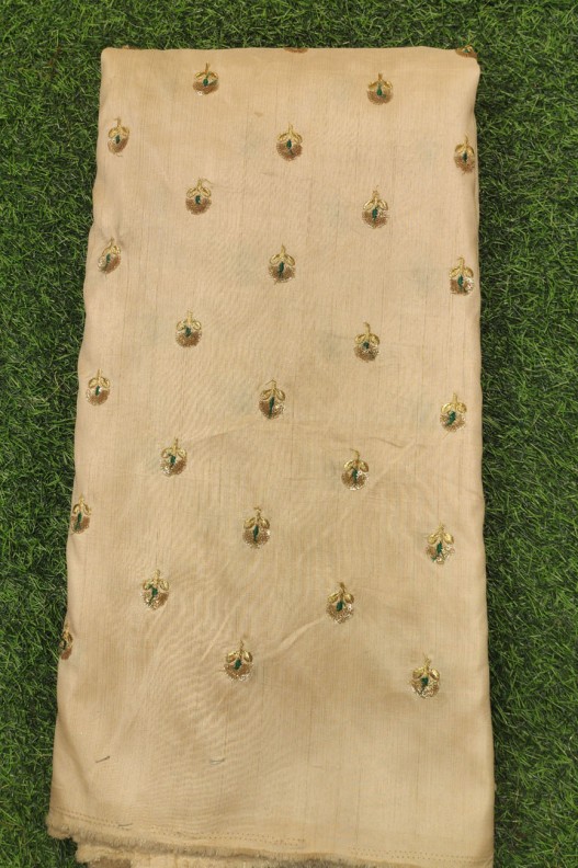 Lustry Light Brown Silk Fabric With Silk Work