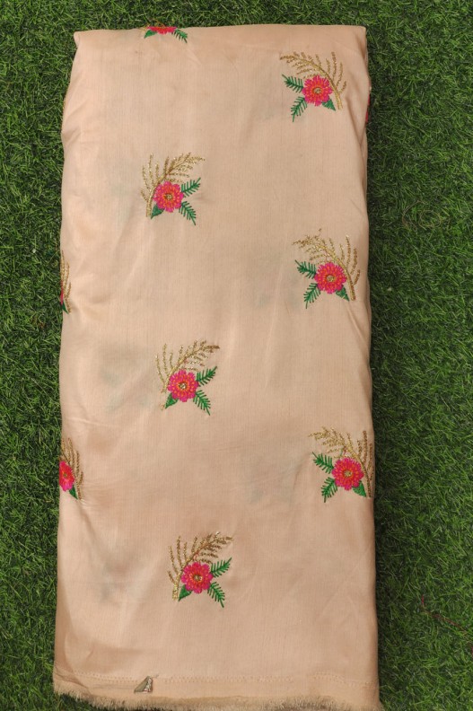 Cream Silk Fabric With Silk Work