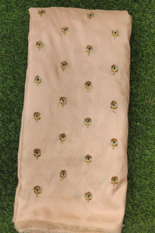 Light Brown Silk Fabric With Wondeful Silk Work