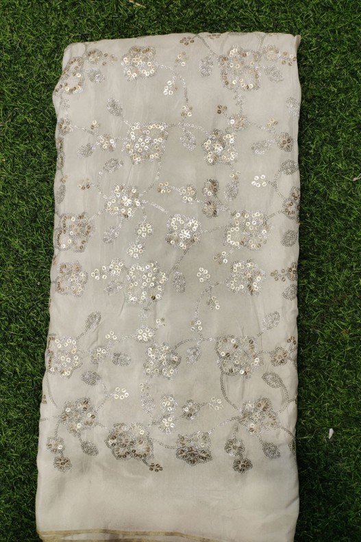 White Upada Fabric With Upada Work