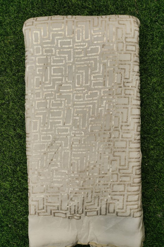 Graftyfying Upada Off White Fabric With Upada Work