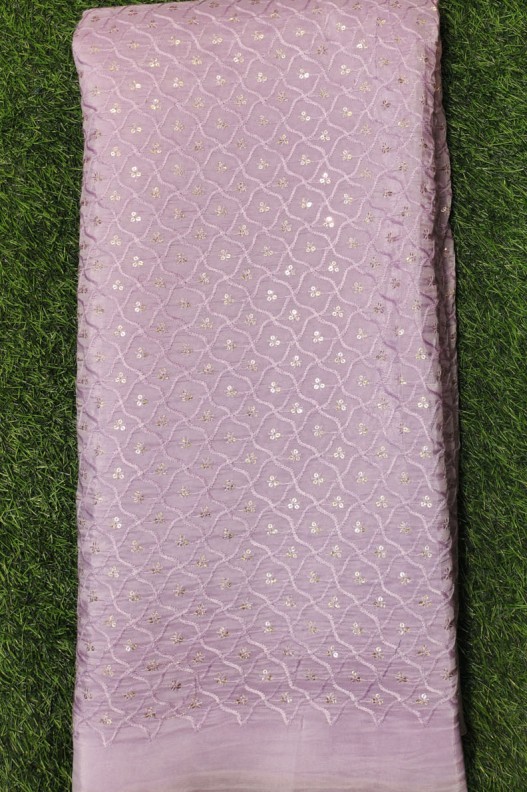 Light Purple Upada Fabric With Upada Work