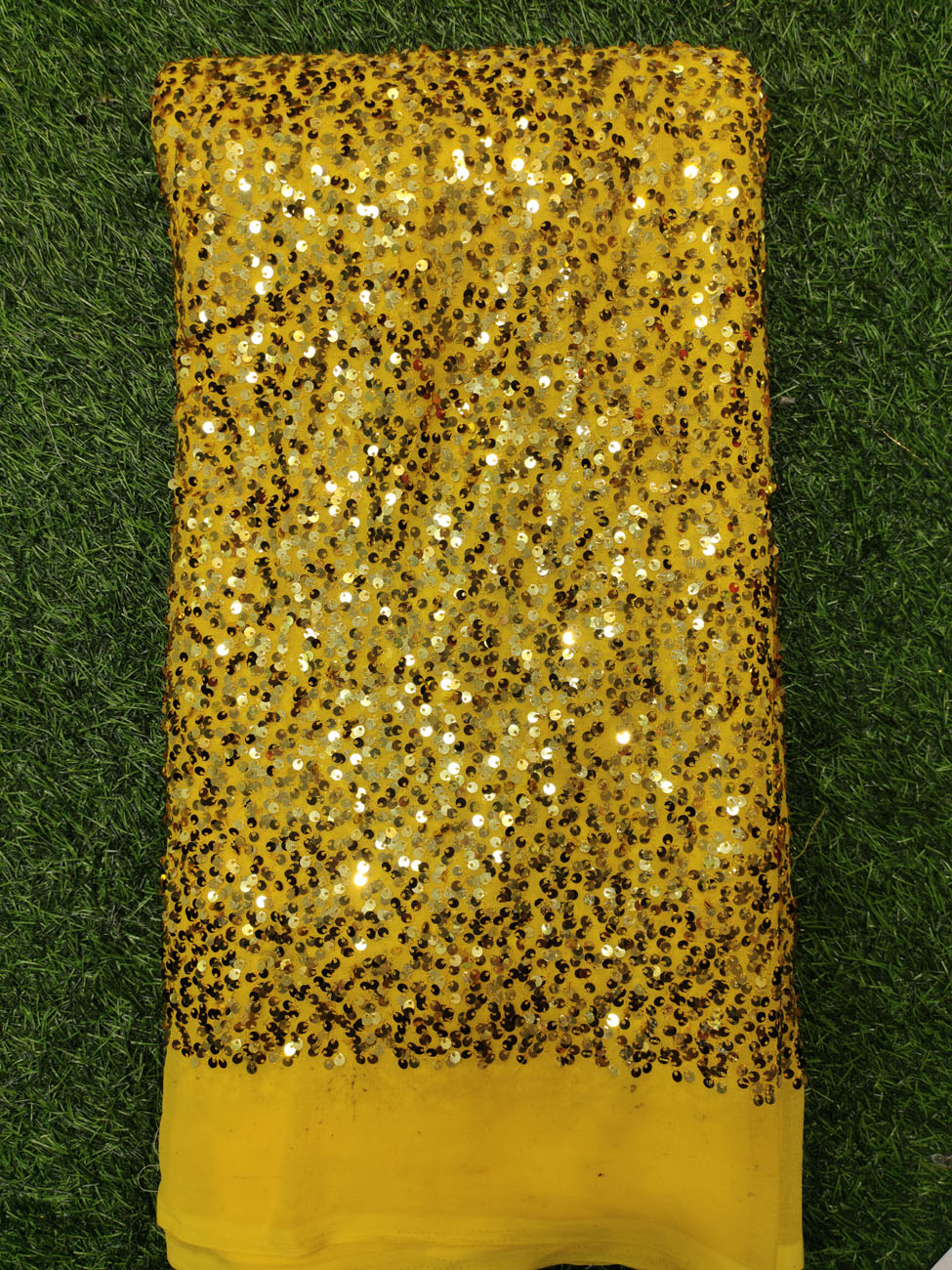 Yellow Georgette Fabric With Georgette Sequence Work