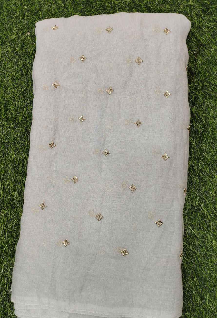 White Georgette With Georgette Butti Work