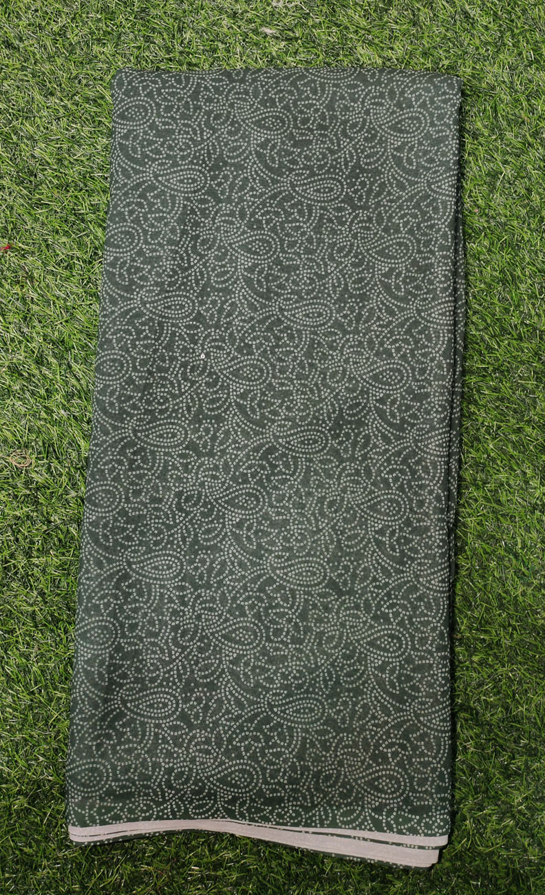 Eye Catching Green Georgette Fabric With Poly Geo Print