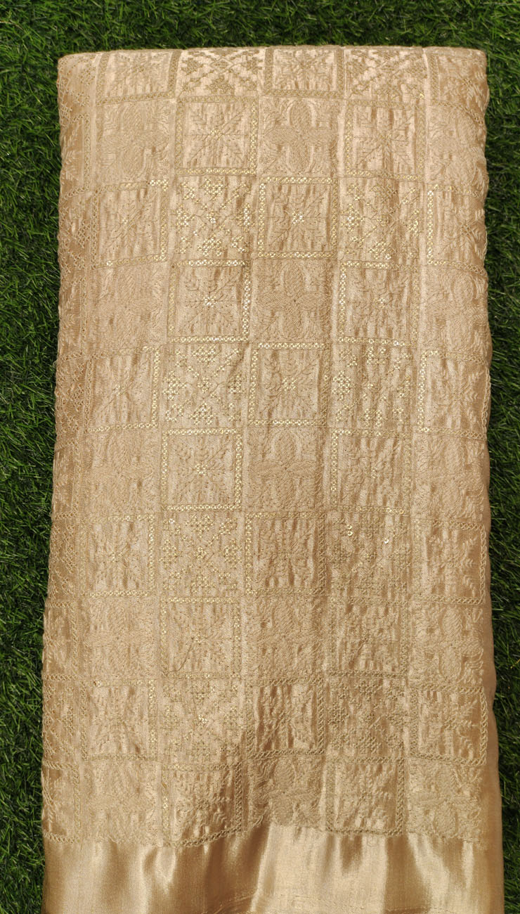 Shiny Orange Lakhnavi With Silk Lakhanvi Work
